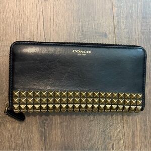 Coach Black Leather Wallet with Studs